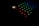 A dark setting with a partially visible gaming keyboard. The keys are illuminated with various colors including red, green, blue, and yellow, adding a vibrant contrast against the black background.
