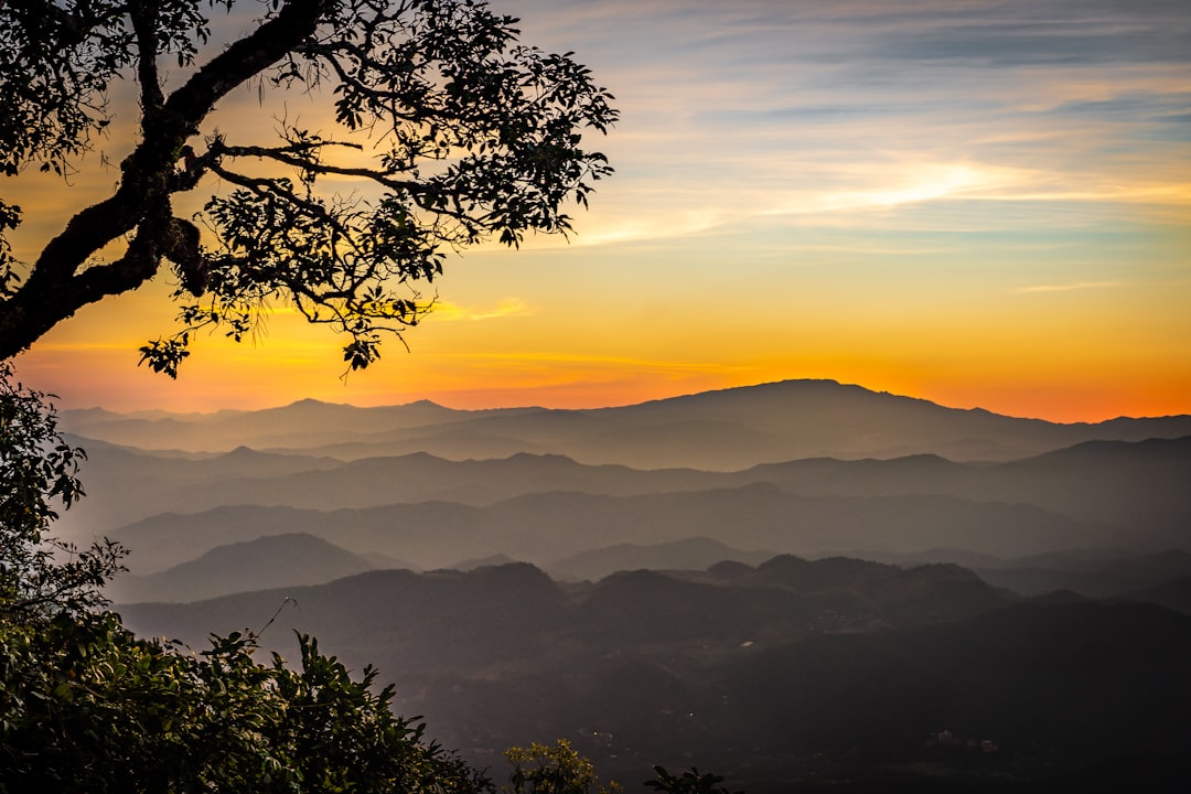 silhouette of mountain range,