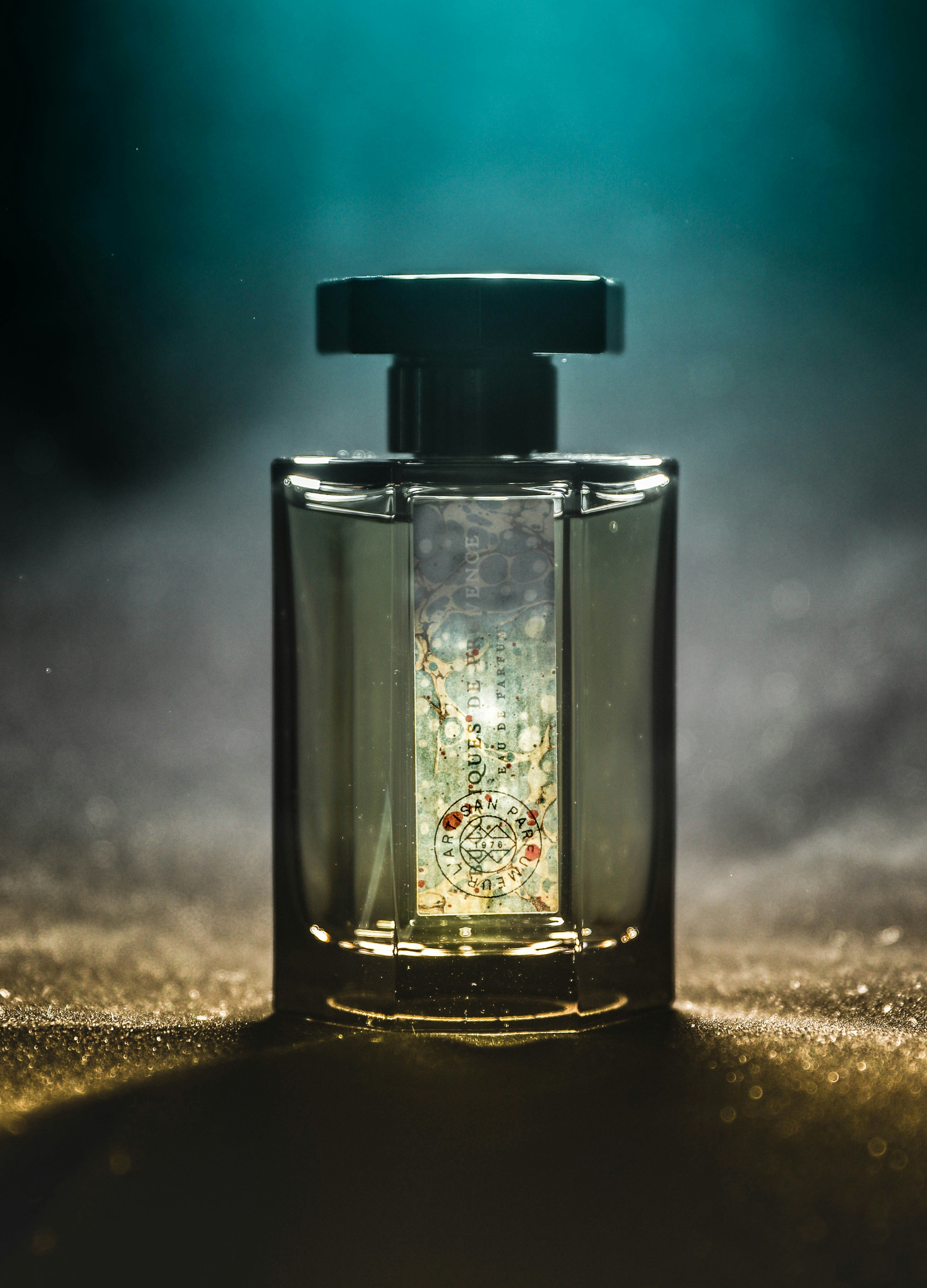 black and clear fragrance bottle