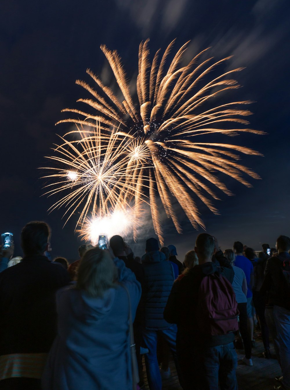 people gathering and watching fireworks display