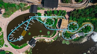 A family enjoying a theme park.