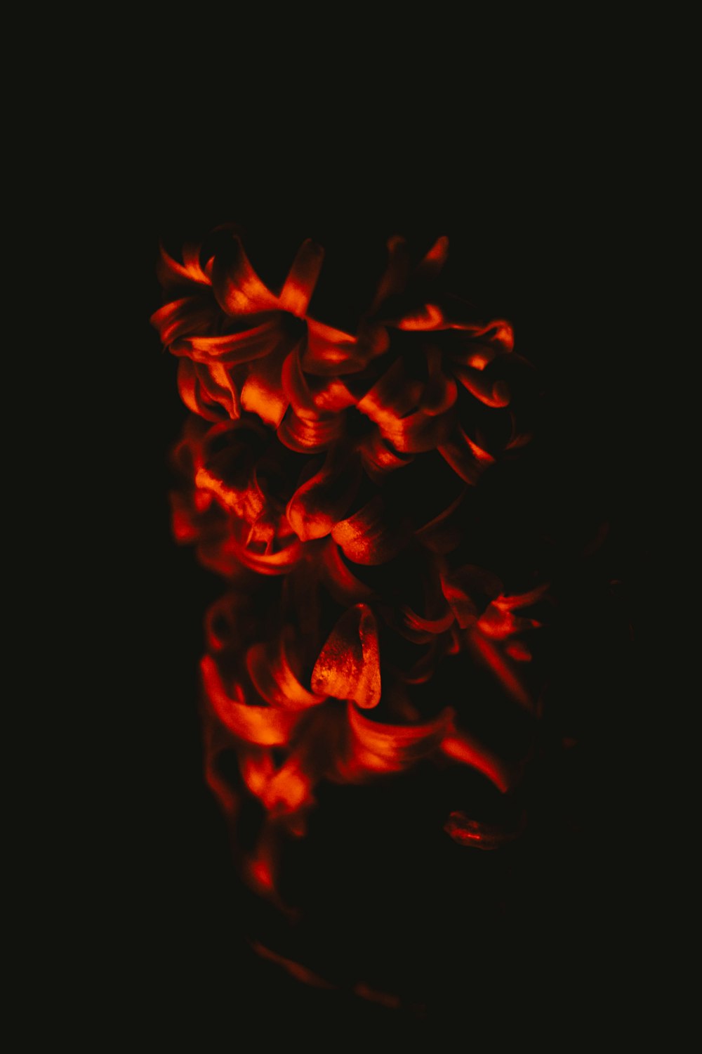 a black background with red flames in it