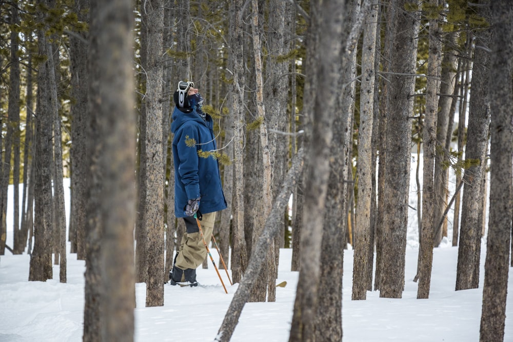 person wearing blue coat