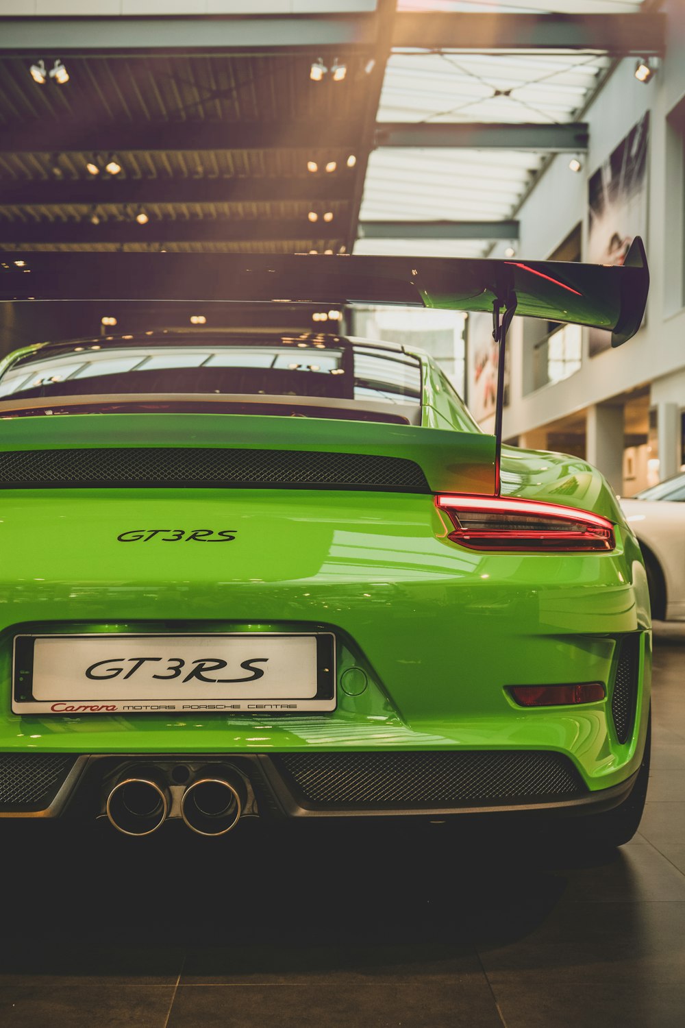 green GT3RS sports car