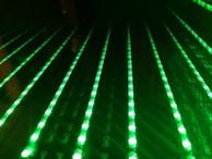 Rows of LED panels arranged to create a dynamic visual backdrop.