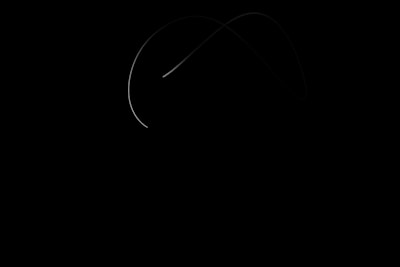 A dark background features two faint, minimalistic curved lines intersecting near the center, creating a simplistic yet elegant design.