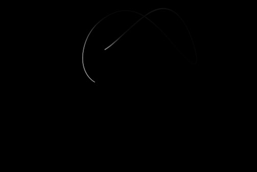 A dark background features two faint, minimalistic curved lines intersecting near the center, creating a simplistic yet elegant design.