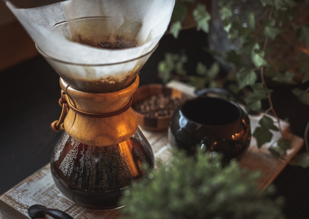 brown glass pitcher