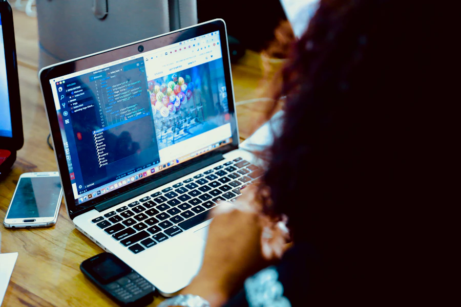 Reviewing digital transformation strategy on a laptop