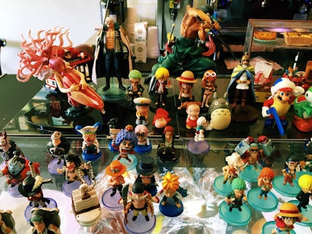 assorted-character figurine collection on table