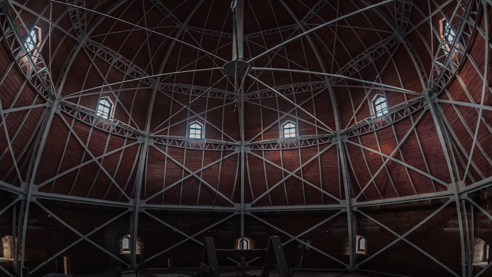 grey metal beams on dome building