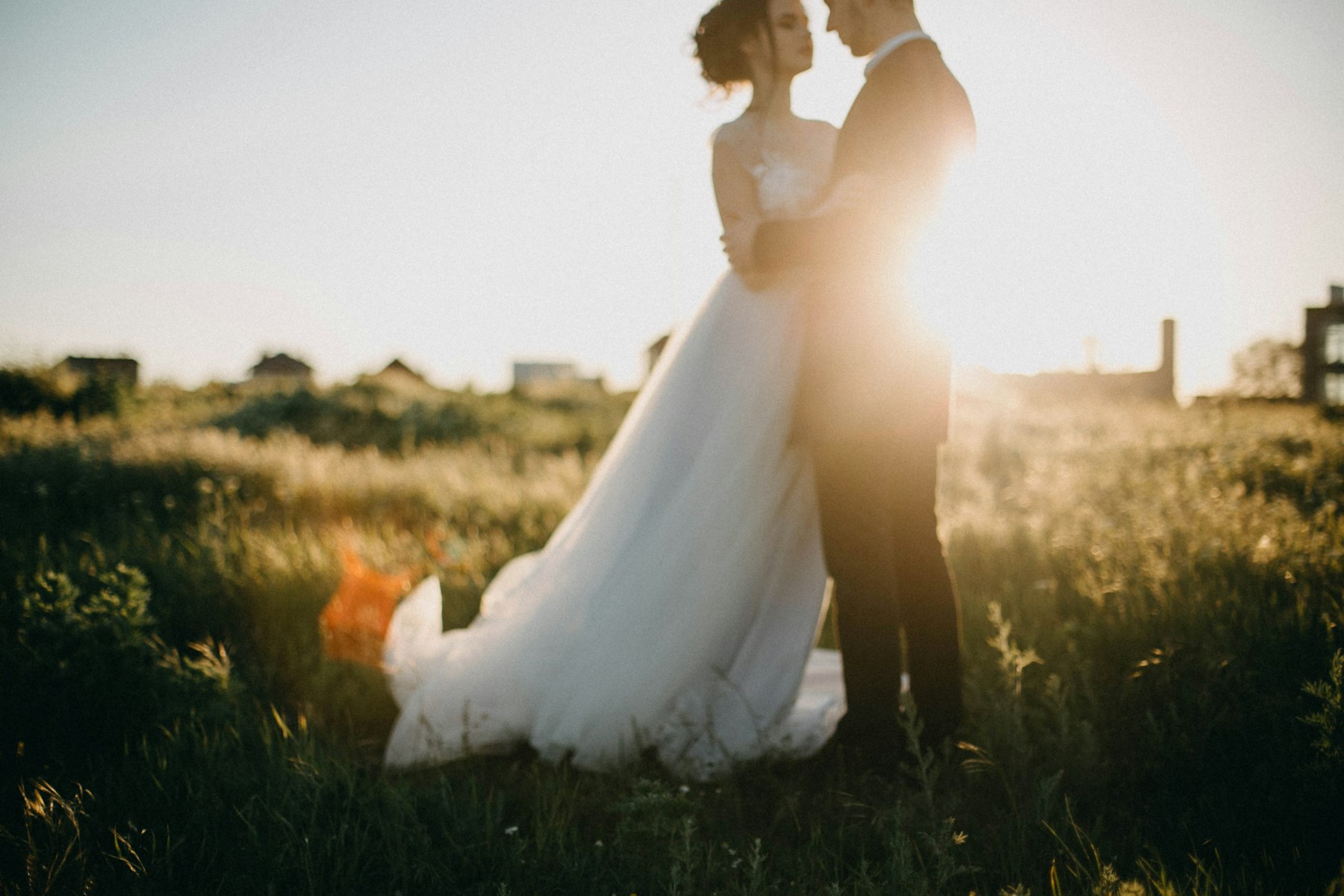 Couple face to face at golden hour