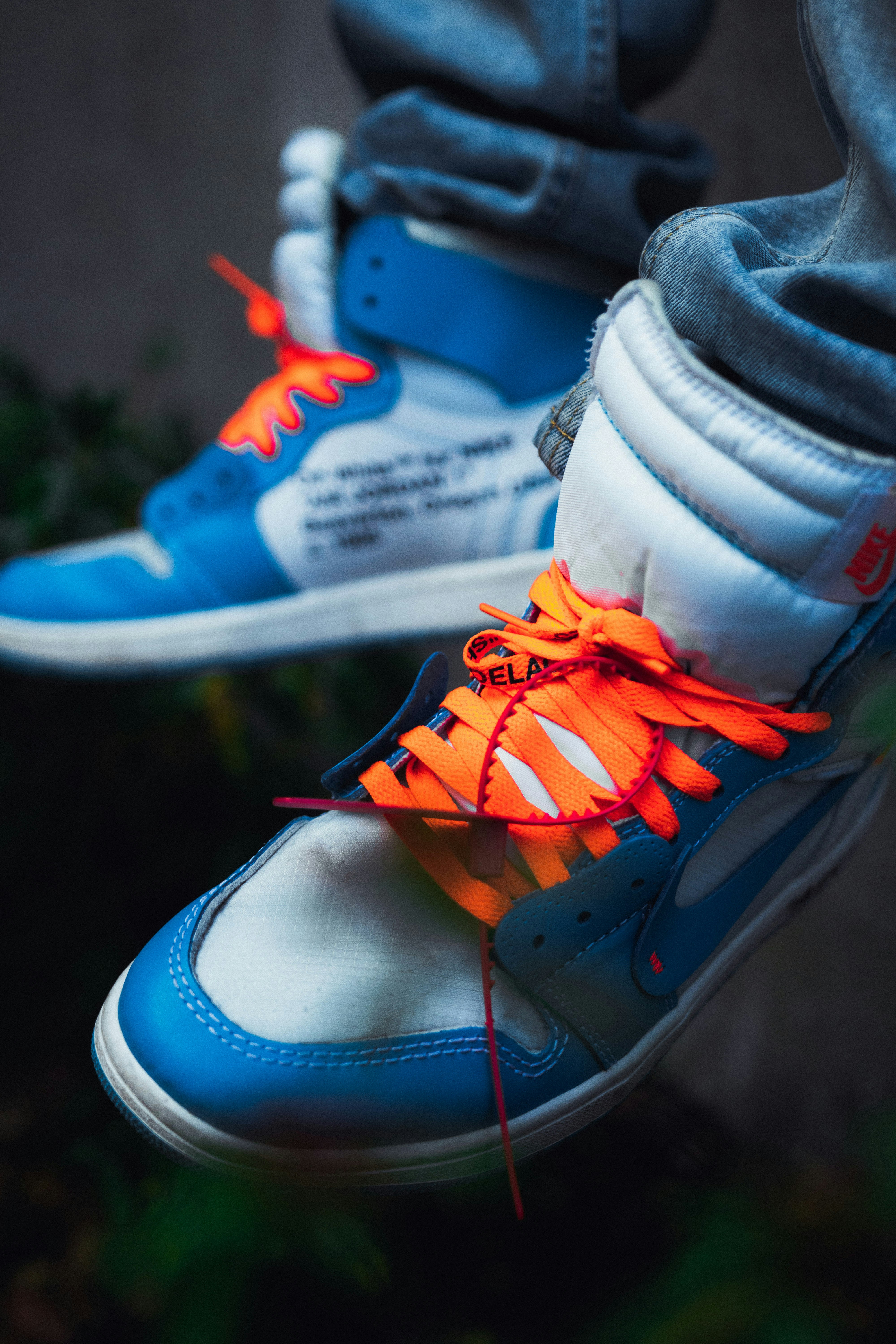 blue and orange nike high tops