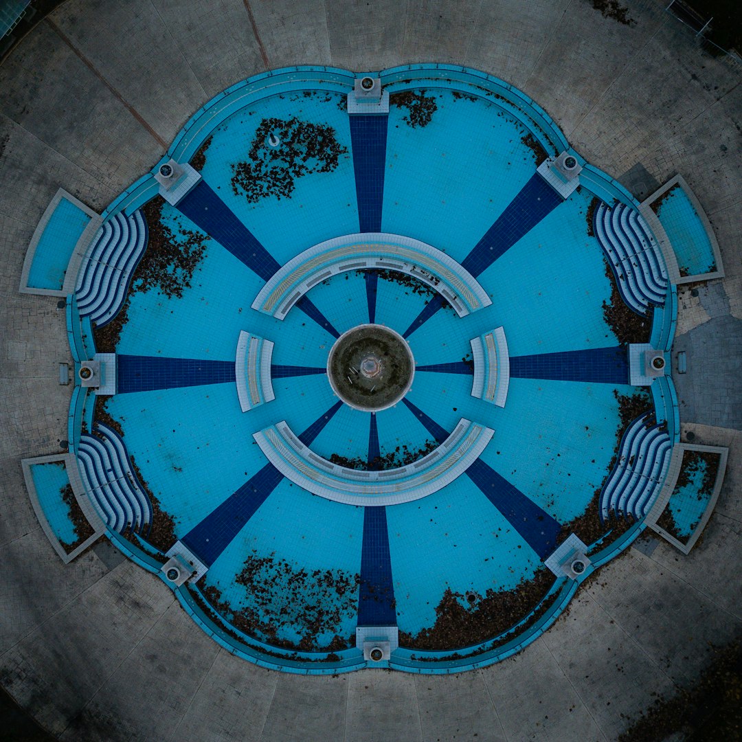aerial photography of blue pool