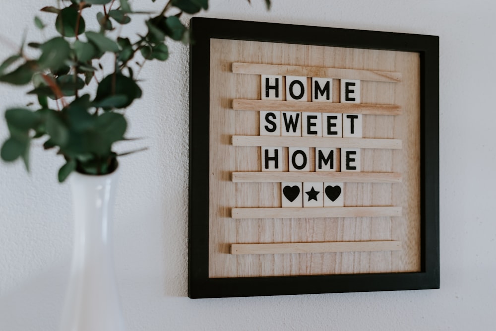 brown home sweet home wall frame