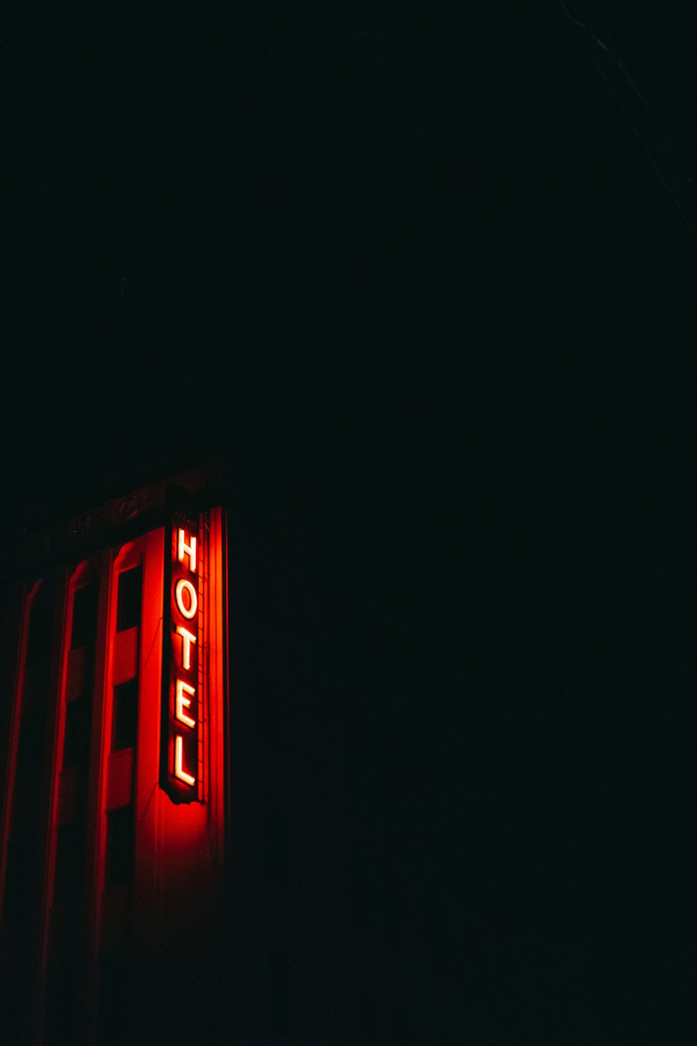 red LED hotel signage