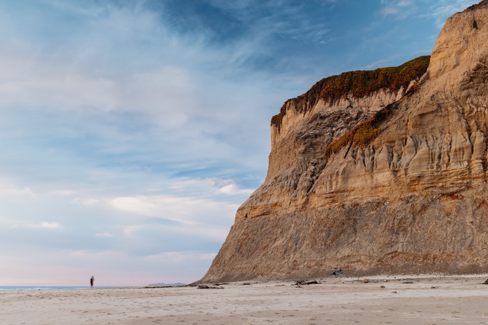 cliff under cloudy sky