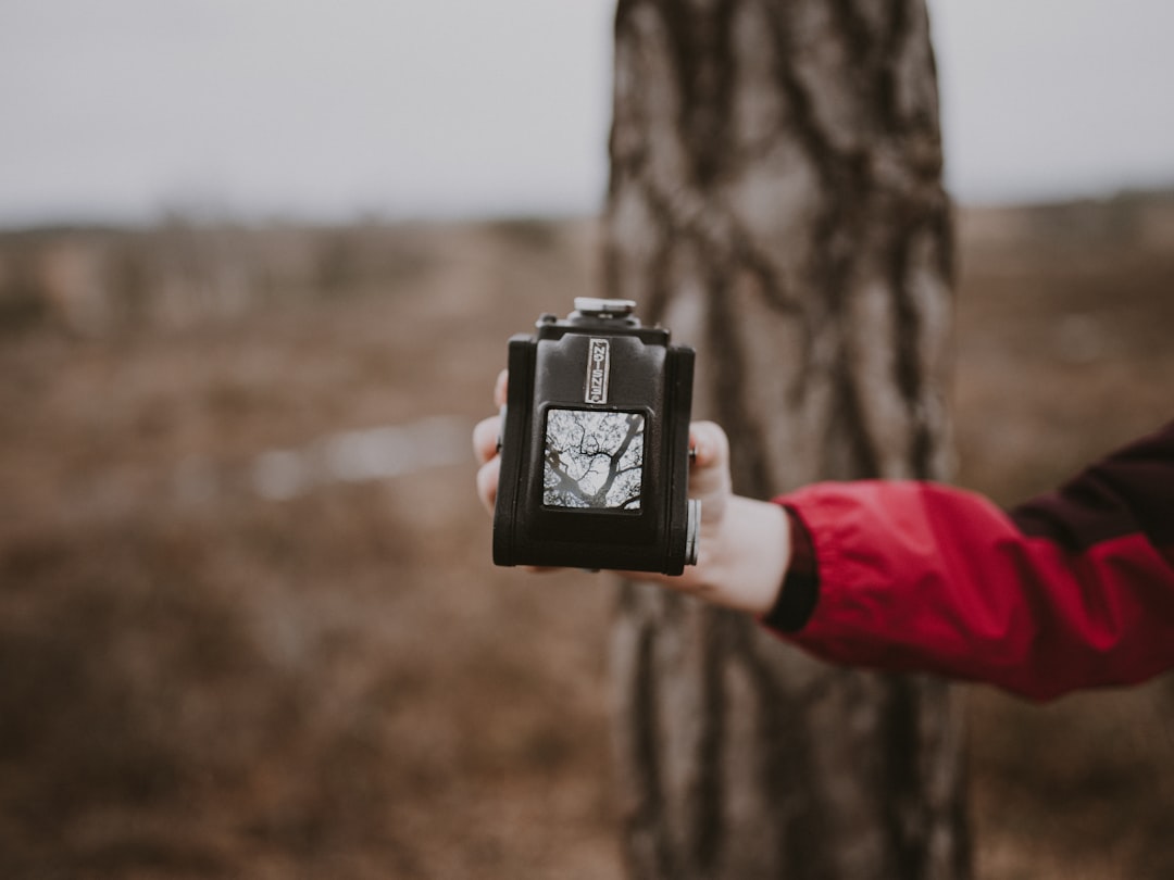 person holding black and gray case