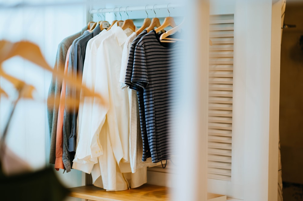 clothes hanged on hangers