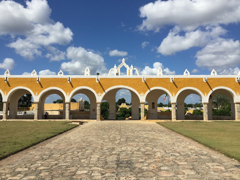 orange concrete arched shape building