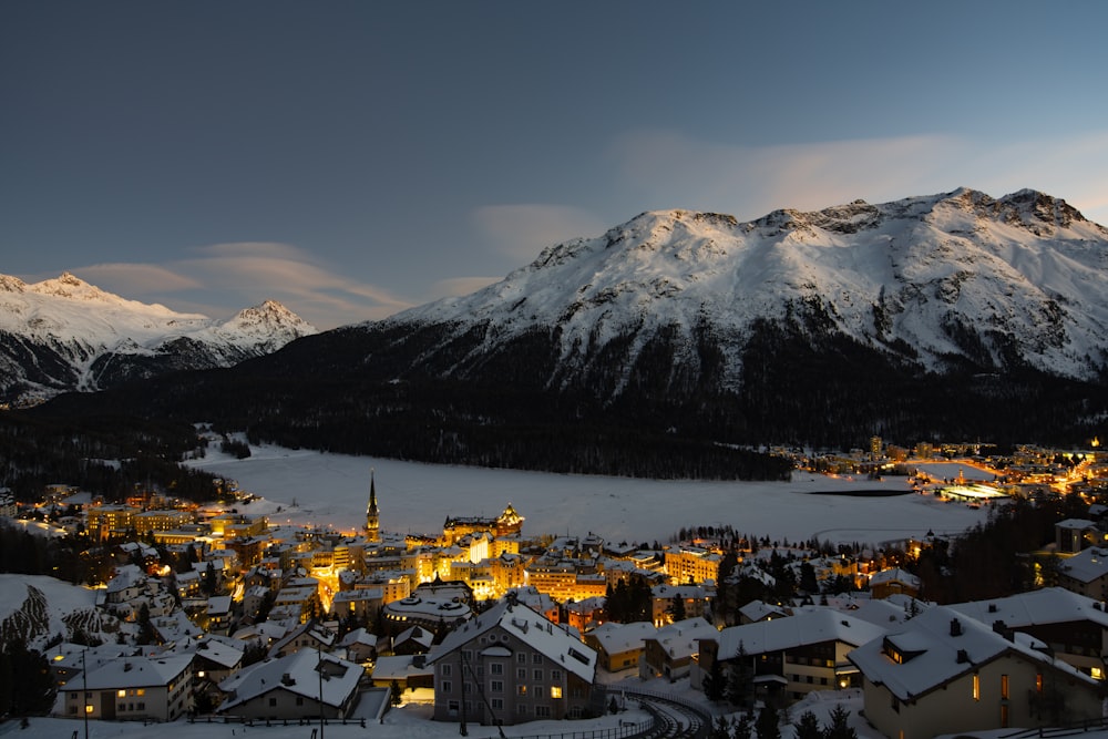 houses near snow field