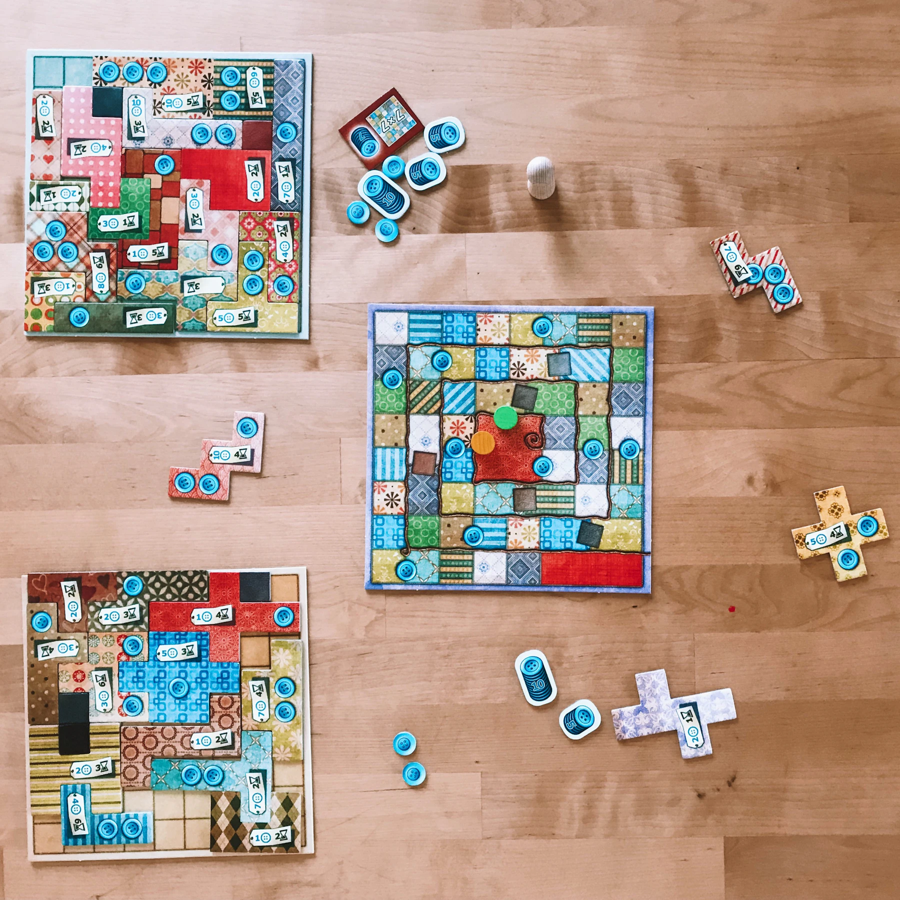 Colorful tabletop games arranged for shared play