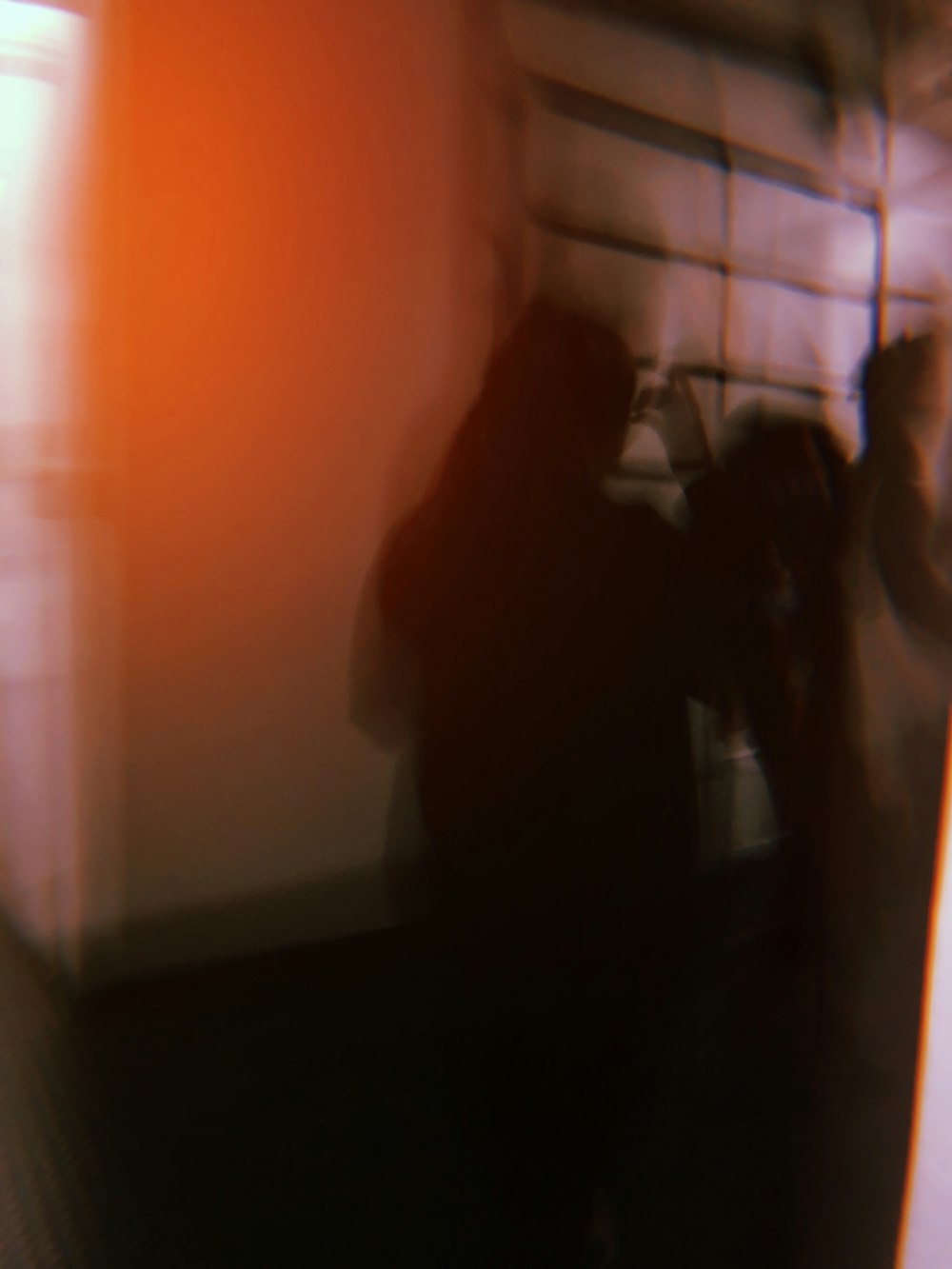 a blurry photo of a person standing in a room