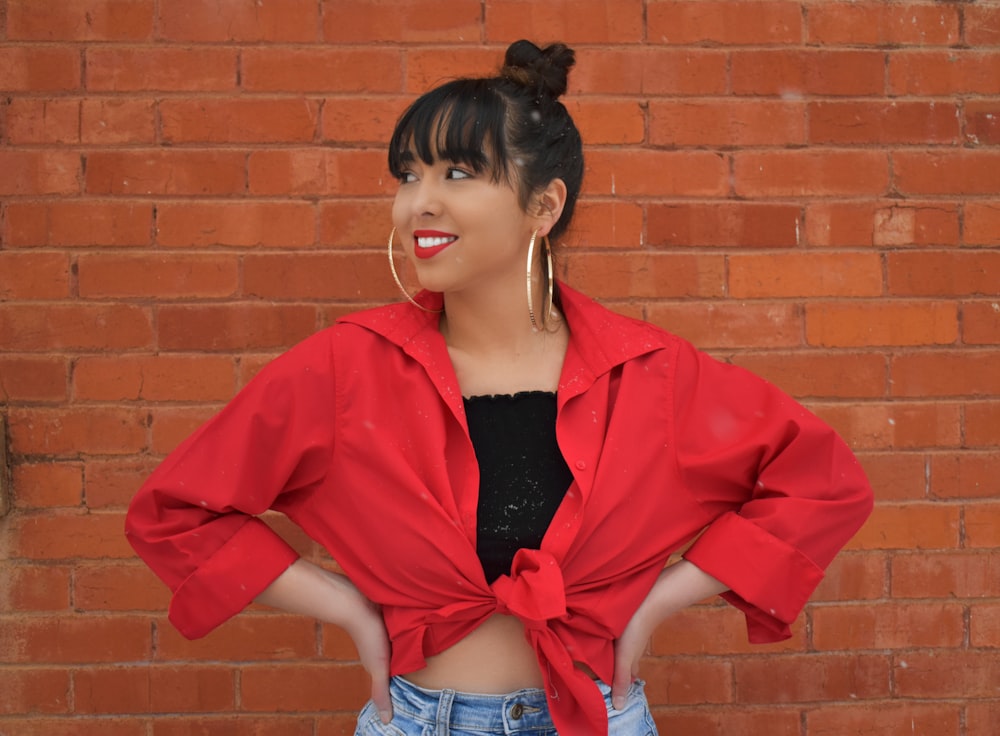 chaqueta roja de mujer