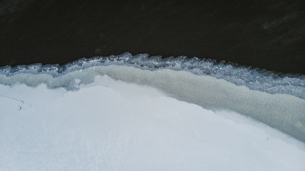 snow covered seashore