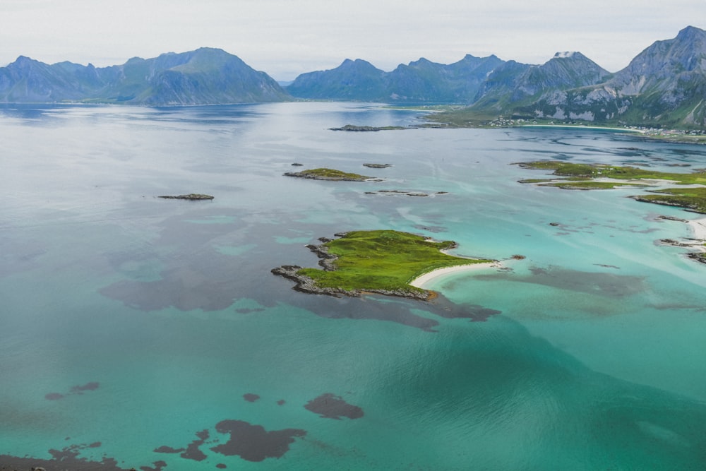 green island in the middle of ocean