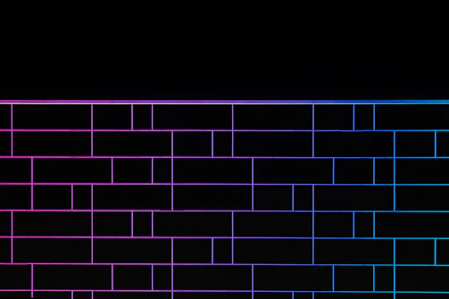 A glowing neon checkerboard pattern with vibrant pink and blue squares.