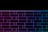 Close-up of a luxurious black and red tile with neon glowing edges in a modern bathroom setting.