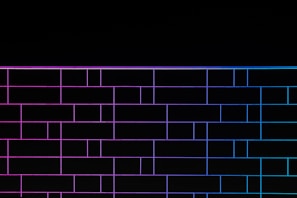 A dynamic grid of colorful game cards with neon outlines on a dark background.