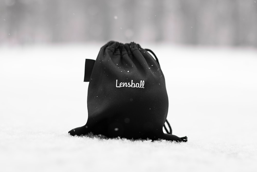 black and white Lenshall drawstring bag