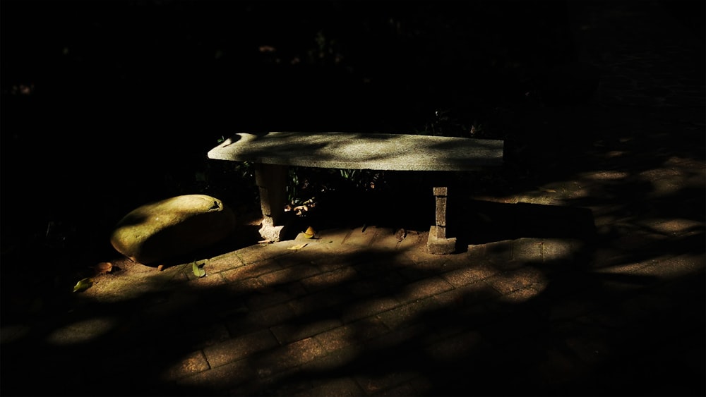 vacant beige wooden bench