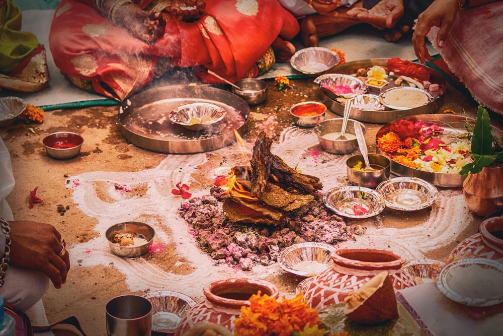 food served in front of men