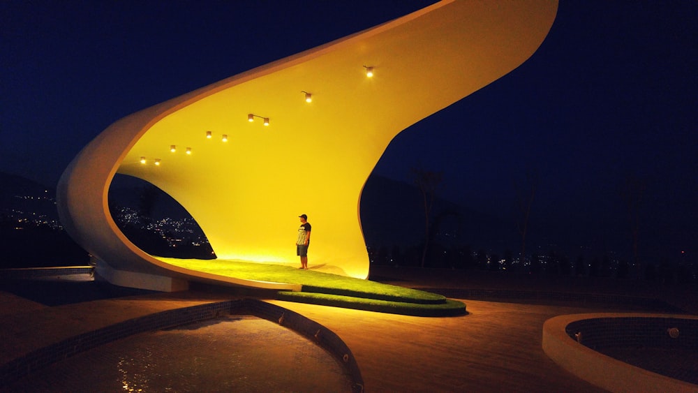 man standing in architectural design