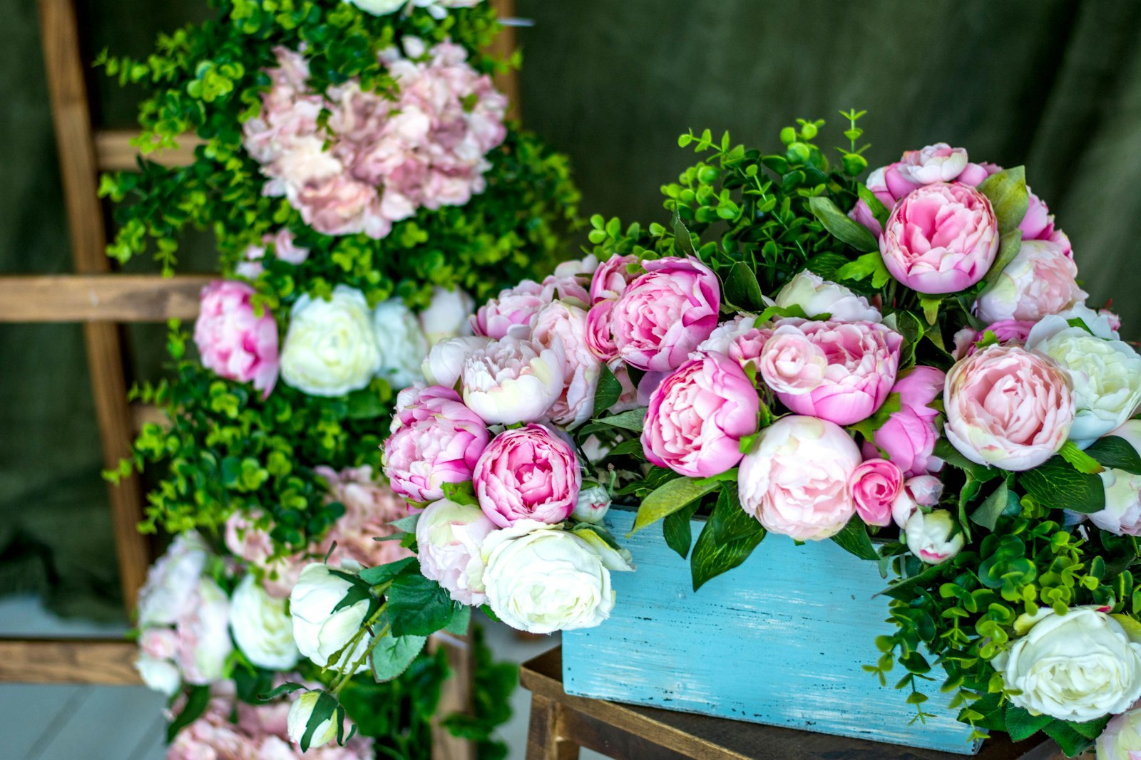 Nikon D7100 + Nikon AF-S Nikkor 50mm F1.8G sample photo. Pink peonies in blue photography