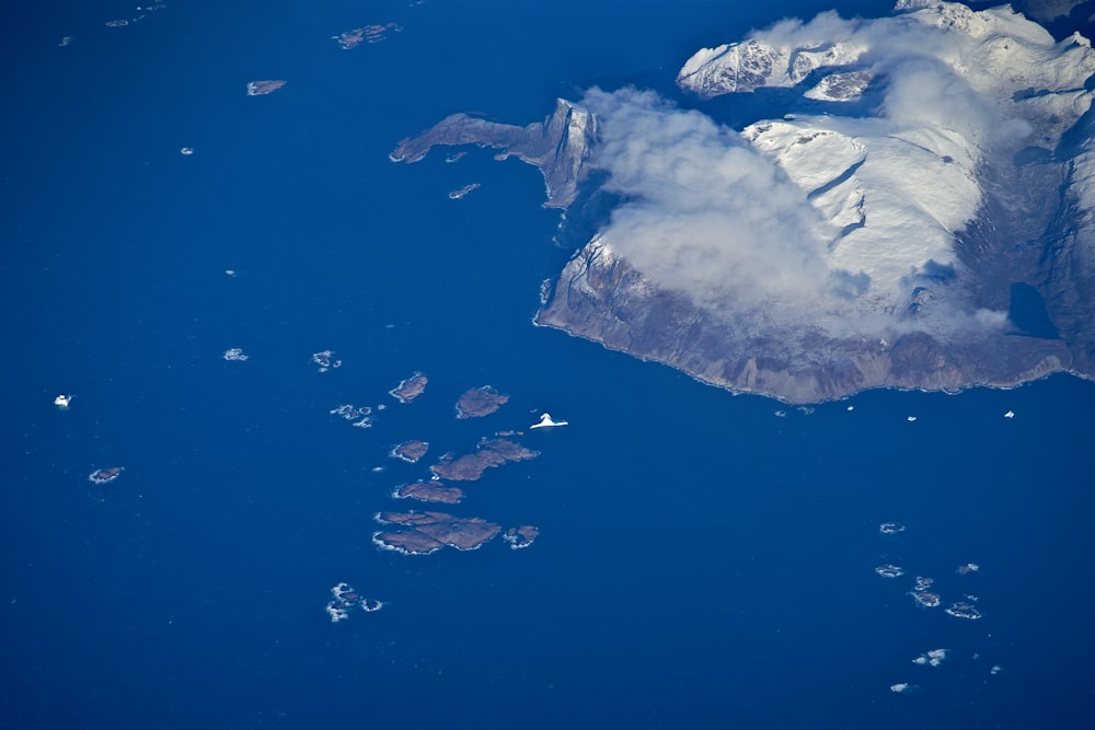 white island and blue sea