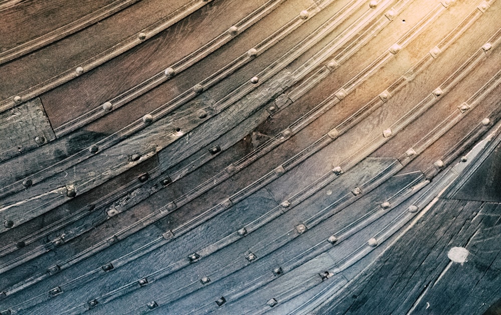 a close up of an old wooden boat