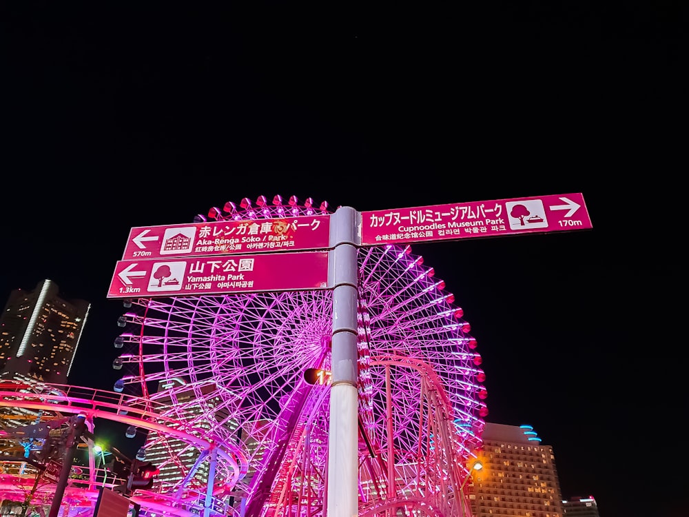 pink and white ferris wheel