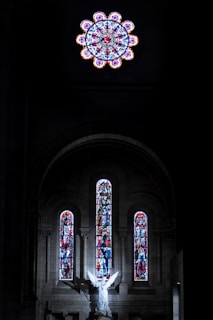 angel statue inside cathedral