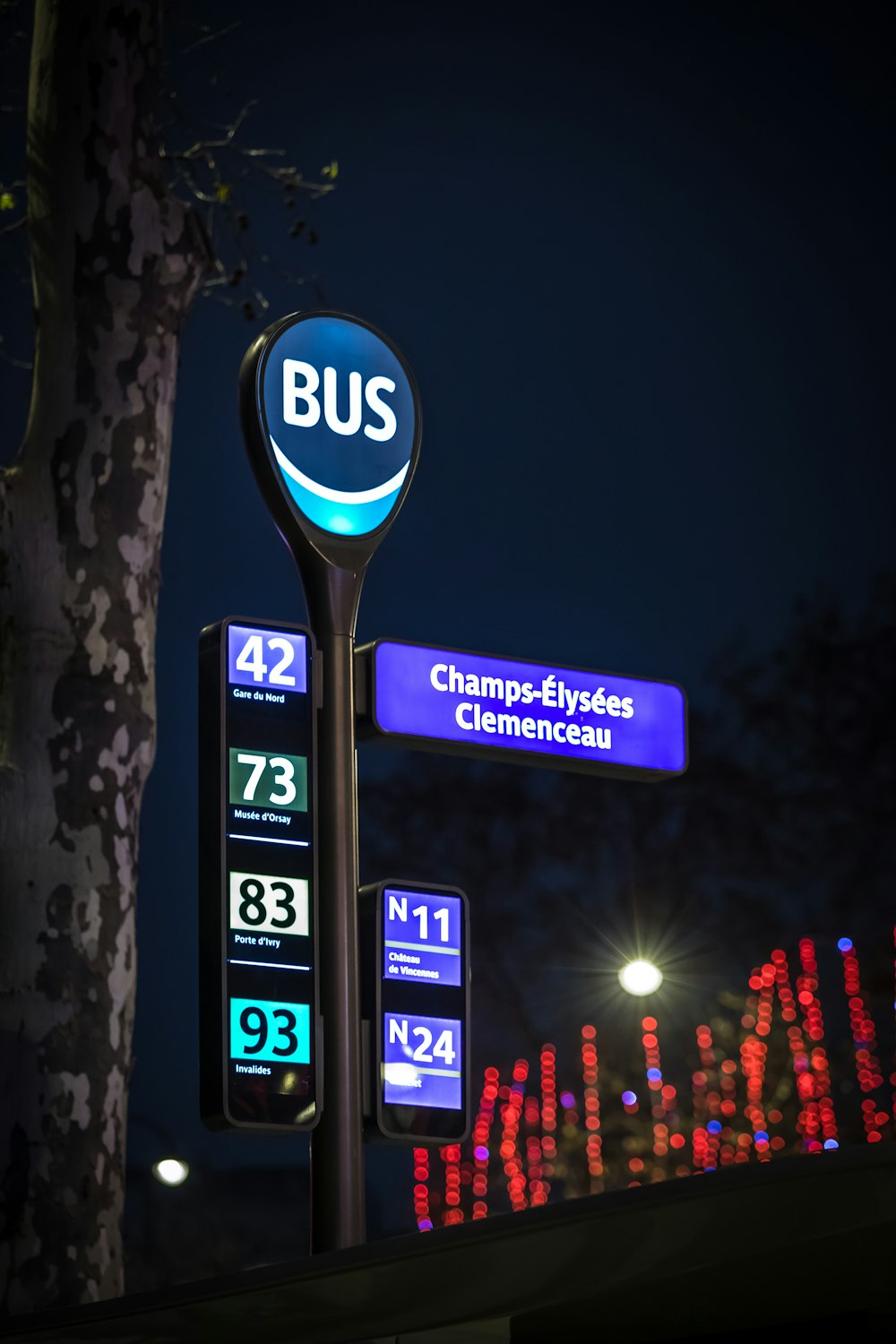 blue bus signage