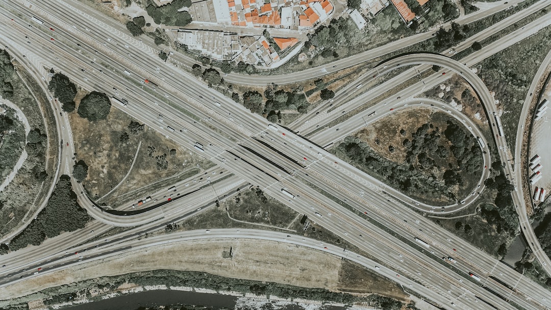 Gravel Road Aerial. Highway intersection USSR.