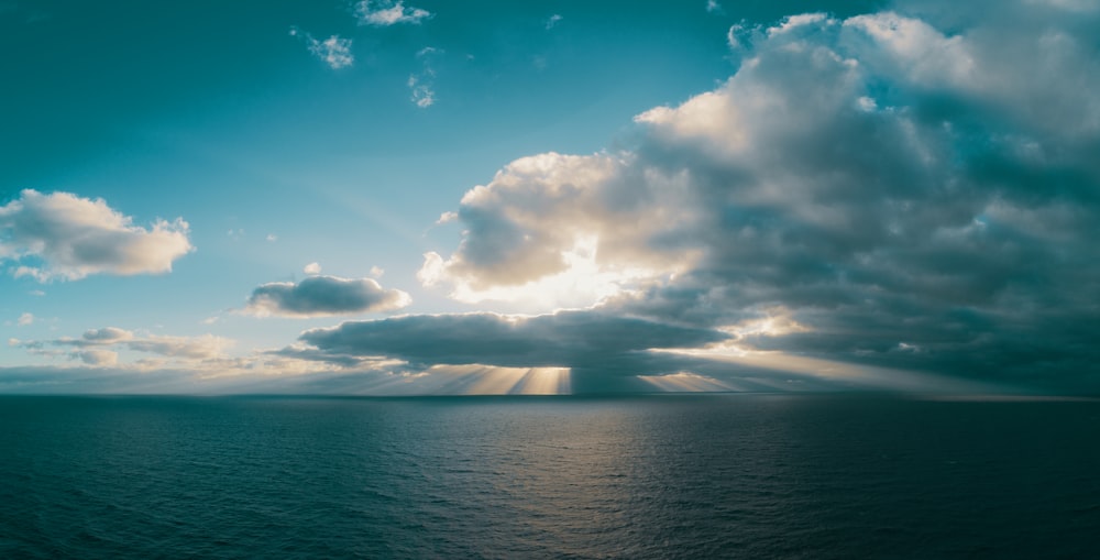 ocean and white clouds