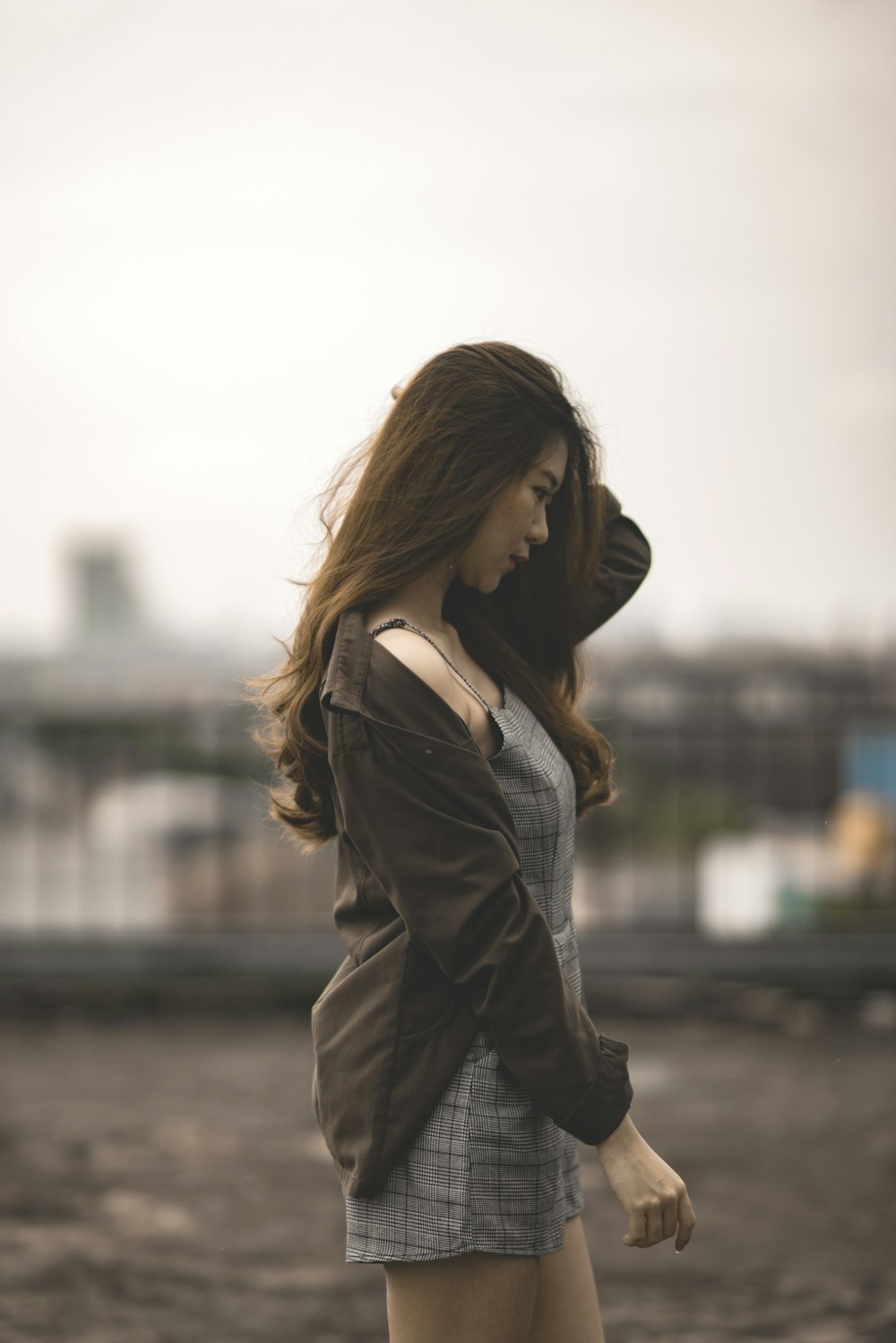 woman walking on street