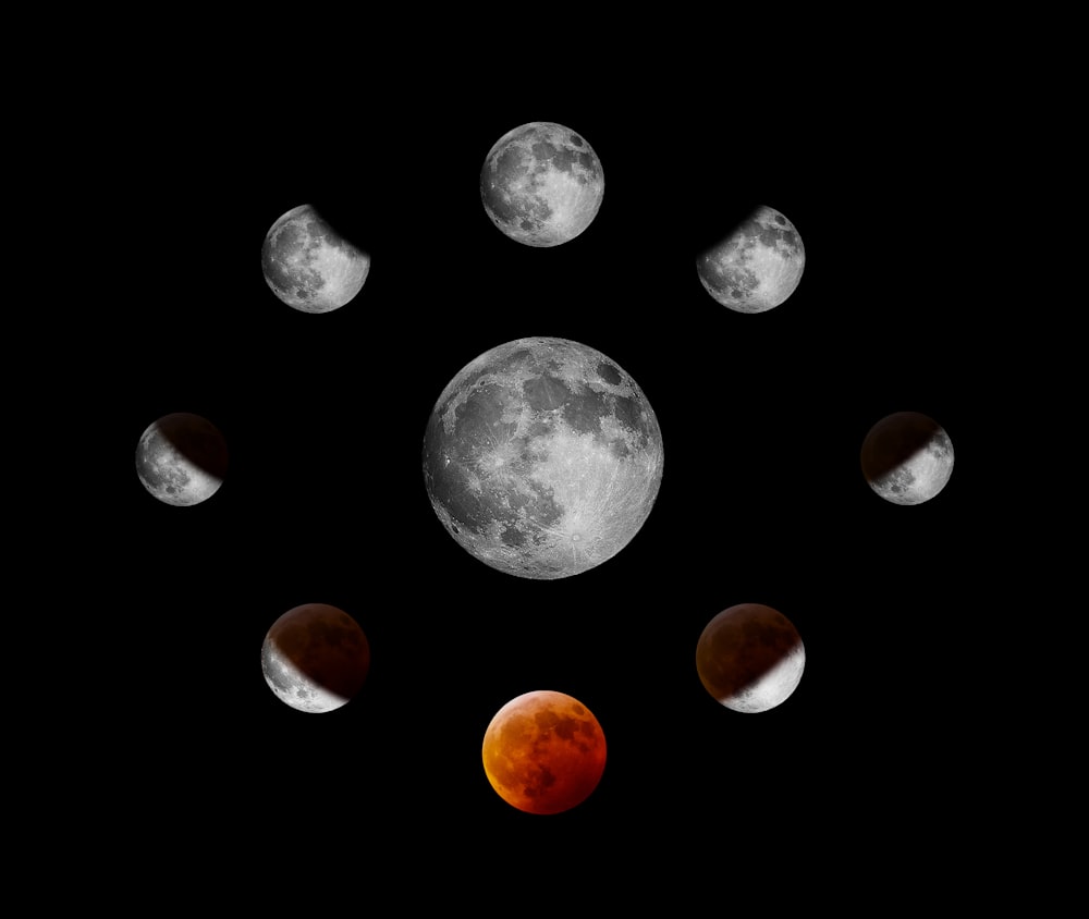 lune rosse e grigie