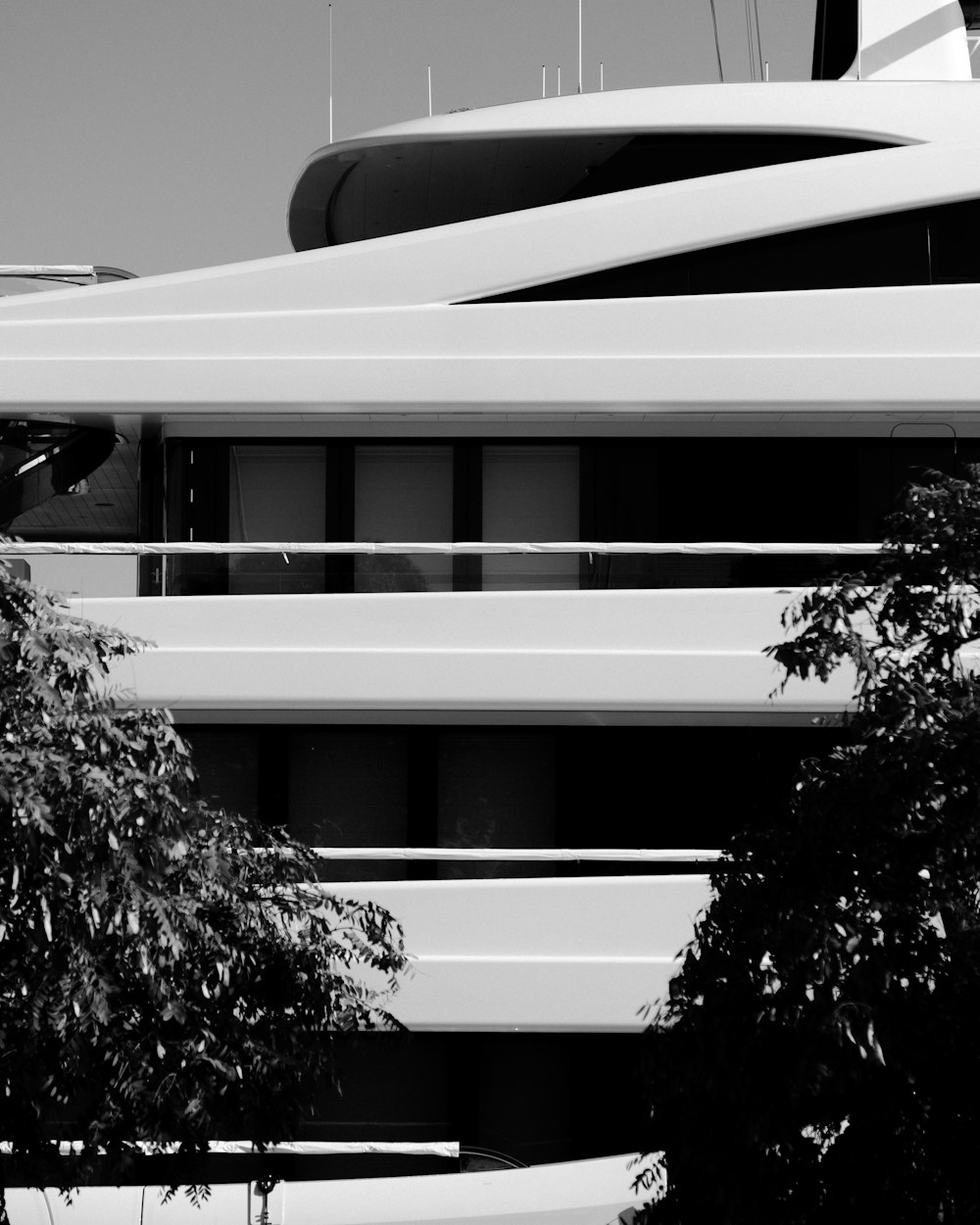 grayscale photography of white building