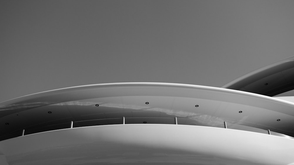 a black and white photo of the top of a building