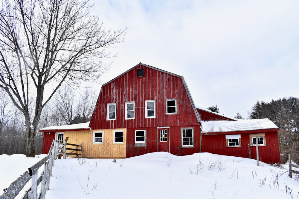 red wooden house